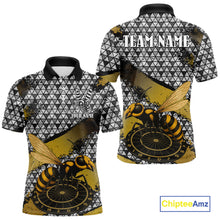 Load image into Gallery viewer, Custom Funny Gold Bee Silver Triangle Darts Polo Shirt For Men Funny Dart League Jerseys NYN2176