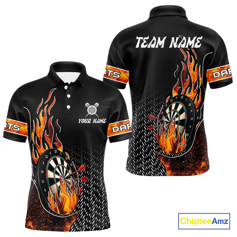 Men's Custom Darts Shirt With Flame Dartboards And Red Dart Arrows NYN0253