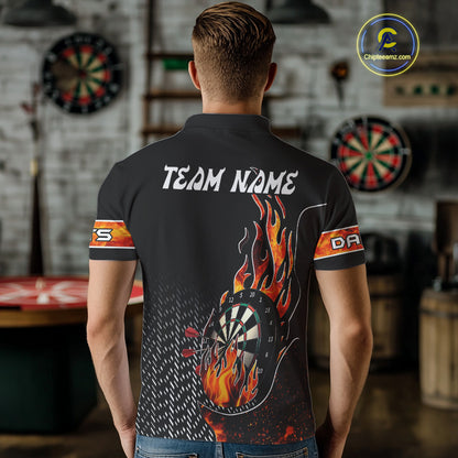 Men's Custom Darts Shirt With Flame Dartboards And Red Dart Arrows NYN0253