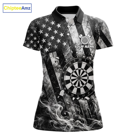 Smoke American Flag Dart Shirt For Women Personalized Cracked Dartboard Dart Team Outfits Jerseys NYN4060