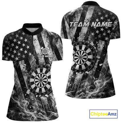 Smoke American Flag Dart Shirt For Women Personalized Cracked Dartboard Dart Team Outfits Jerseys NYN4060