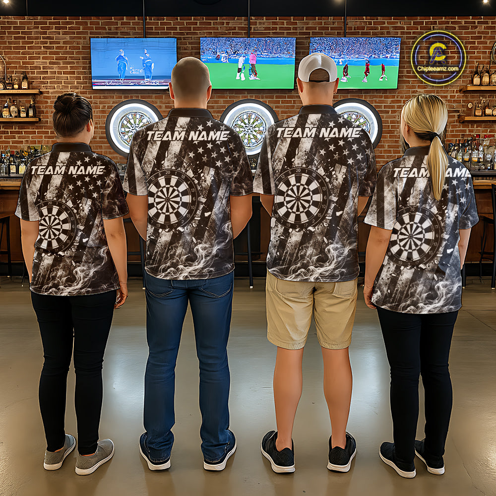 Smoke American Flag Dart Shirt For Women Personalized Cracked Dartboard Dart Team Outfits Jerseys NYN4060