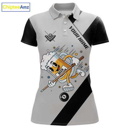 Black Grey Funny Beer Runner 8 Ball Women Billiards Shirt Personalized Pool Balls Billiard Team Names NYN2680