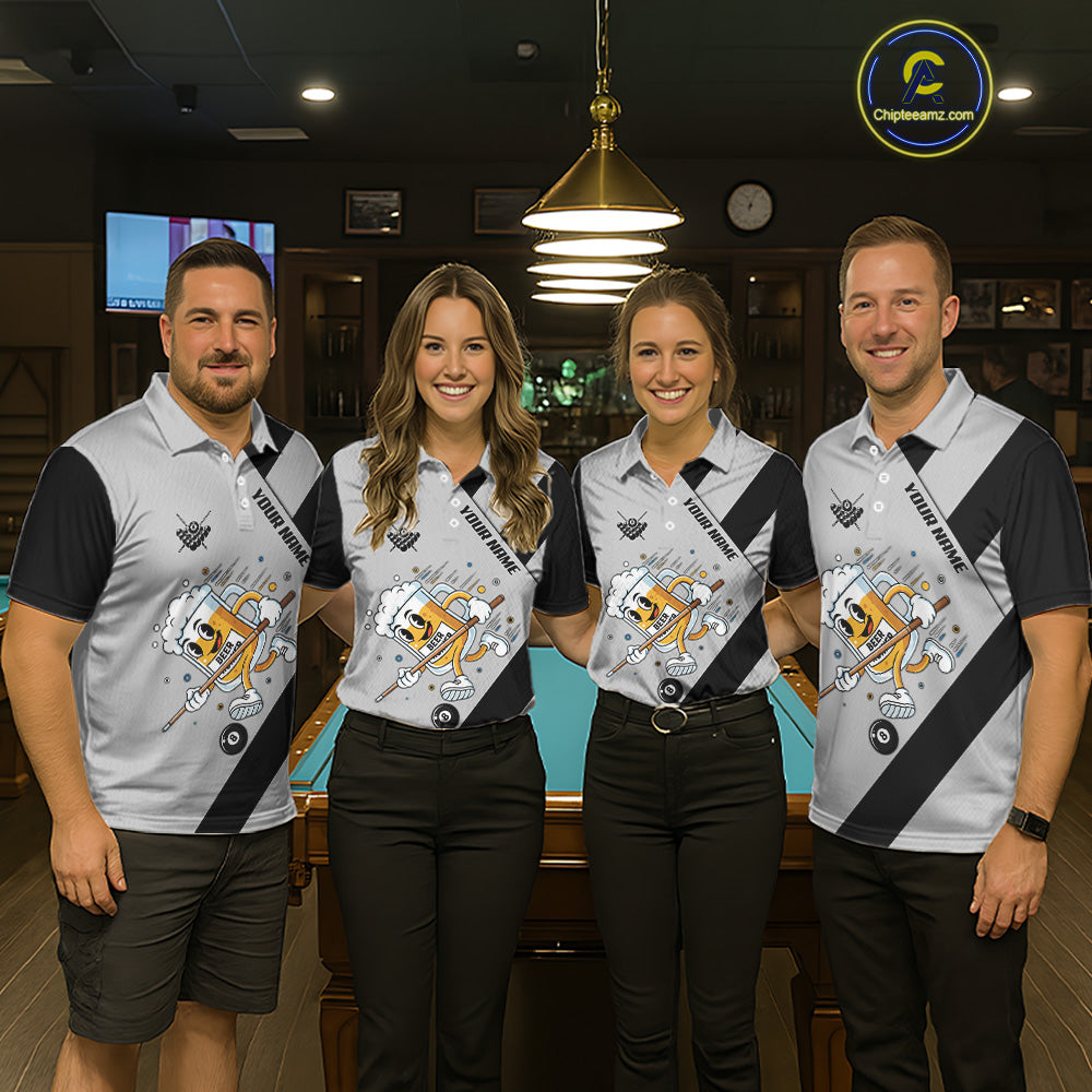 Black Grey Funny Beer Runner 8 Ball Women Billiards Shirt Personalized Pool Balls Billiard Team Names NYN2680