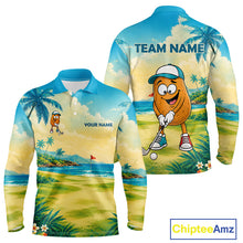 Load image into Gallery viewer, Men's funny potato golf polo shirt mockup tropical golf apparel