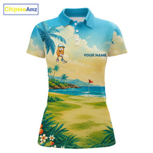 Load image into Gallery viewer, Women's funny potato golf polo shirt mockup tropical golf apparel