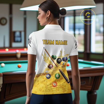 Funny Beer Play Pool Balls Billiard Team Shirt  For Women Custom Billiard Polo & 1/4 Zip Attire NYN2474