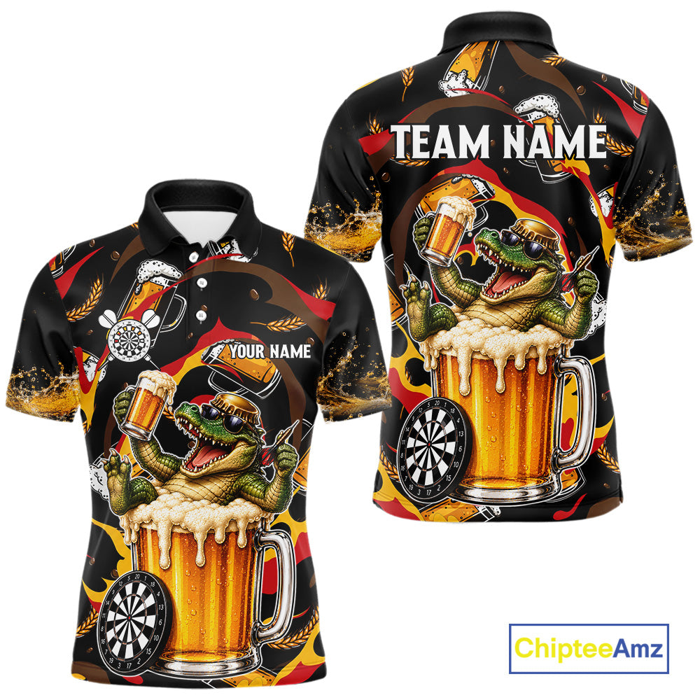 Alligator Beer men's dart polo shirt custom dart team uniform, professional dart jersey, personalized league shirt