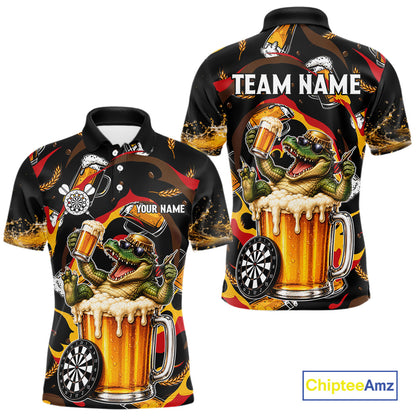 Alligator Beer men's dart polo shirt custom dart team uniform, professional dart jersey, personalized league shirt