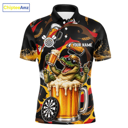 Alligator Beer men's dart polo shirt custom dart team uniform, professional dart jersey, personalized league shirt