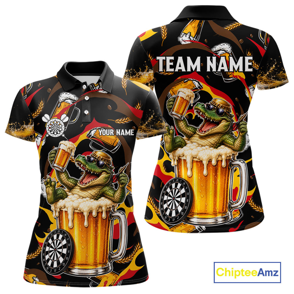 Alligator Beer women's dart polo shirt custom dart team uniform, professional dart jersey, personalized league shirt
