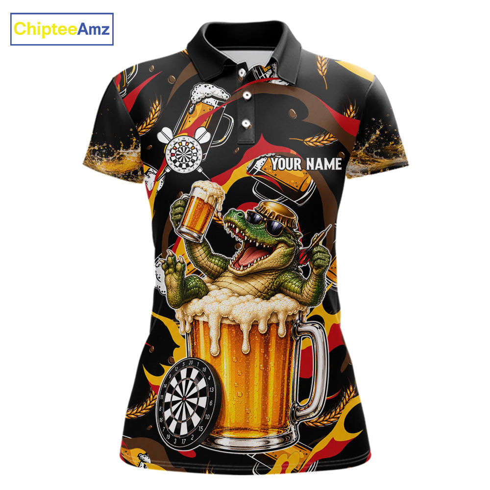 Alligator Beer women's dart polo shirt custom dart team uniform, professional dart jersey, personalized league shirt