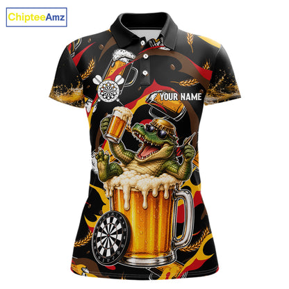 Alligator Beer women's dart polo shirt custom dart team uniform, professional dart jersey, personalized league shirt
