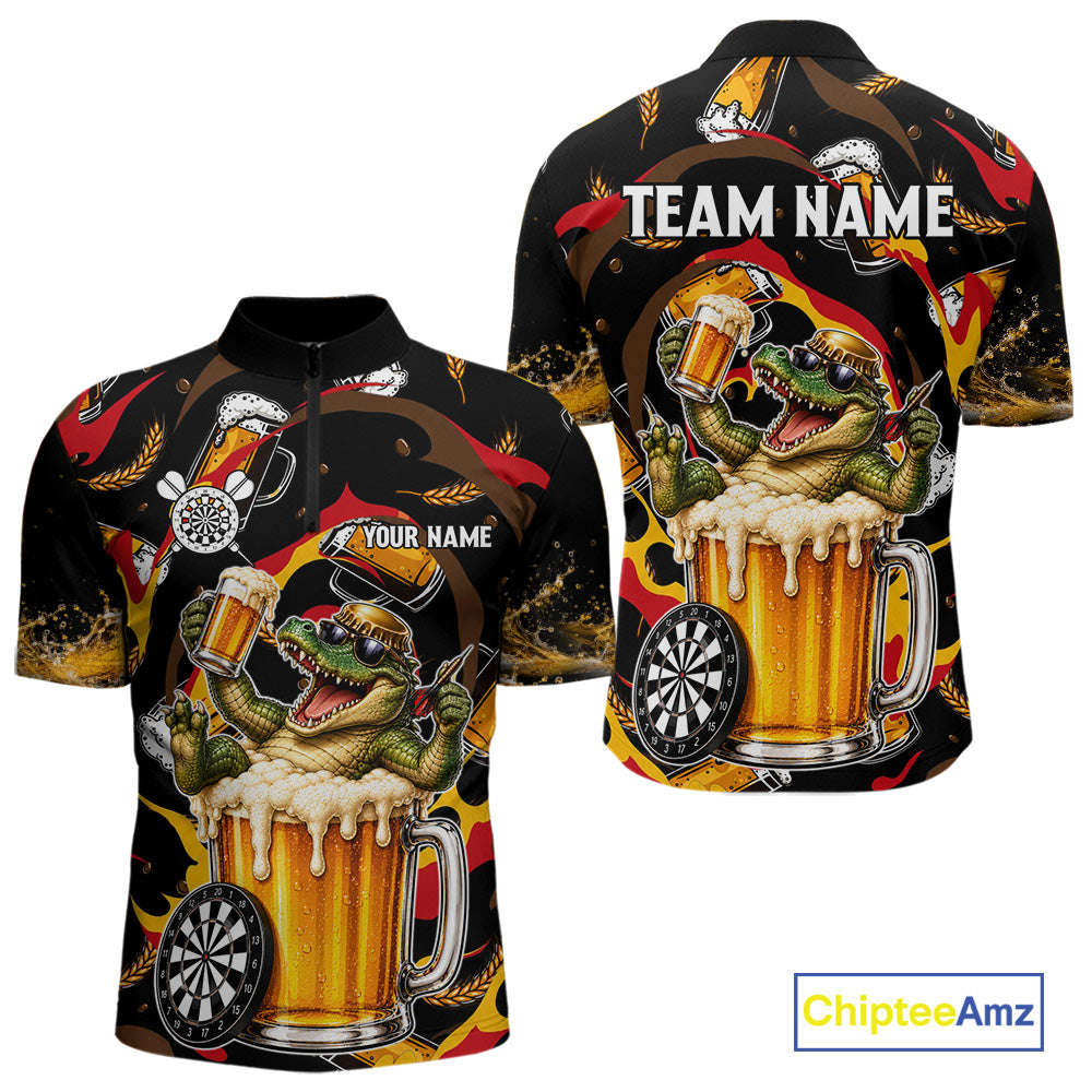 Alligator Beer men's quarter zip dart jersey personalized dart team uniform, professional dart apparel