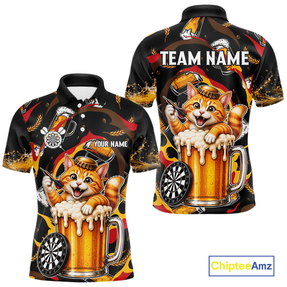 Cool Cat Beer men's dart polo shirt custom dart team jersey, personalized dart apparel, dart league uniform