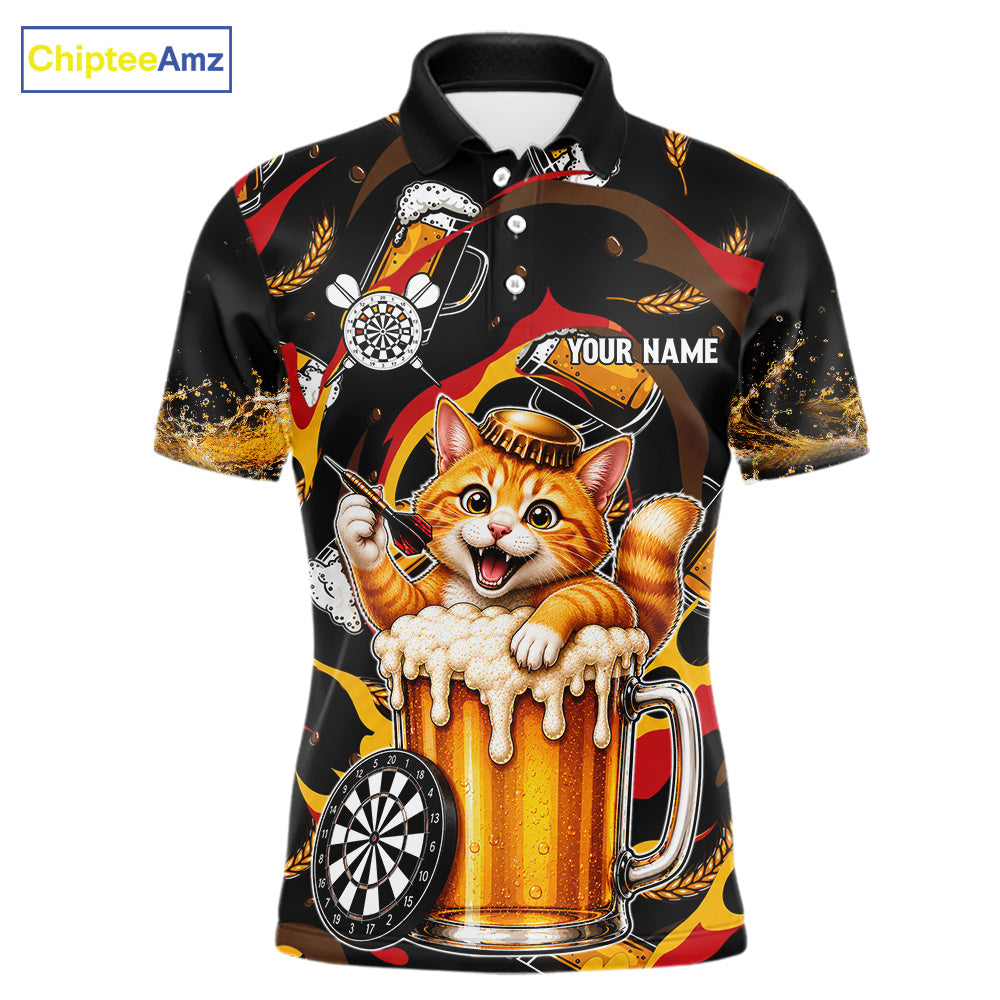Cool Cat Beer men's dart polo shirt custom dart team jersey, personalized dart apparel, dart league uniform