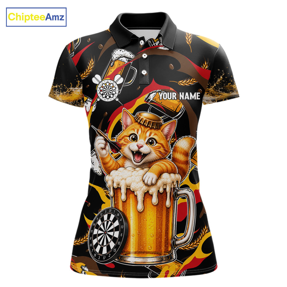 Cool Cat Beer women's dart polo shirt custom dart team jersey, personalized dart apparel, dart league uniform