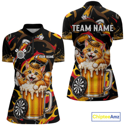 Cool Cat Beer women's quarter zip dart shirt personalized dart league jersey