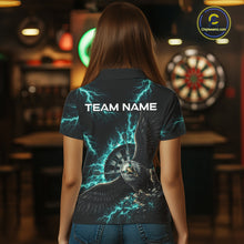 Load image into Gallery viewer, Thunder Teal Eagle Cracked Dartboard Dart Polo Shirts For Women Custom Team Name For Darters NYN2699