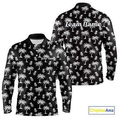 Personalized Tropical Palm Trees Pineapple Men Golf Polo Shirts Black White Team Golf Clothes NYN2863