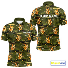 Load image into Gallery viewer, Funny Mens Golf Polo Shirt Custom Brown And Green Golfing Dog Pattern Golf Clothing Shirts NYN2872