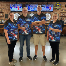Load image into Gallery viewer, American Flag Dartboard Tornado Men Darts Quarter-zip Shirt Custom Patriotic Funny Dart Team Jerseys NYN2525
