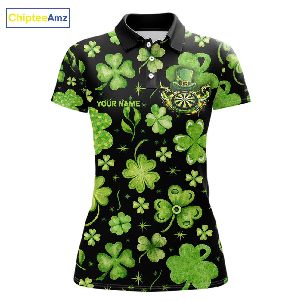 Funny Eagle Dartboard Shamrock Women Darts Polo Shirt Custom St Patrick's Day Darts Team Jersey NYN2531