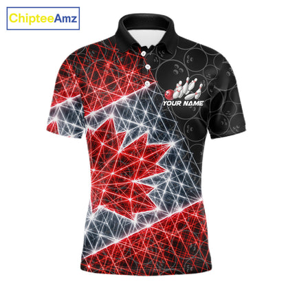 Lightning Canada Flag Black Bowling Shirts For Men Custom Patriotic Team Bowling Jersey NYN3274