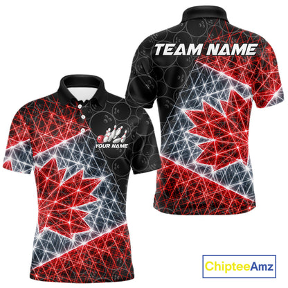 Lightning Canada Flag Black Bowling Shirts For Men Custom Patriotic Team Bowling Jersey NYN3274