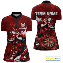 Load image into Gallery viewer, Custom White And Red Splatter Darts Polo &amp; 1/4 Zip Shirt For Women Funny Bull Darts Team Jerseys NYN2891