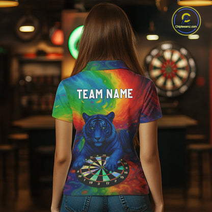 Custom Colorful Dartboard Funny Tiger Dart Women Polo Jerseys Outfits Rainbow Dart Shirts NYN1731