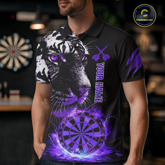 Purple Horror Tiger Fire Flame Dartboard Custom Men Darts Polo League Shirts Dart Jerseys NYN2247