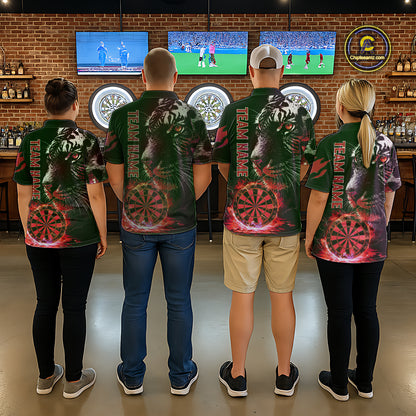 Red Horror Tiger Fire Flame Dartboard Custom Women Darts Quarter-Zip League Shirts Dart Jerseys NYN2248