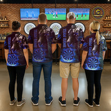Load image into Gallery viewer, Blue Horror Tiger Fire Flame Dartboard Custom Men Darts Polo League Shirts Dart Jerseys NYN2249