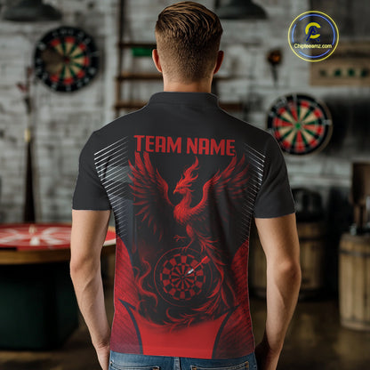 Custom Dart Team Shirt With Black Maroon Phoenix For Men - Personalized Name & Team NYN0333
