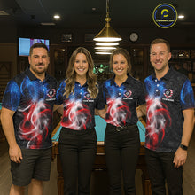 Load image into Gallery viewer, Heart US Flag Pool 8 Ball Men's Billiard Shirt Custom Couple Patriotic Billiard Attire NYN2549