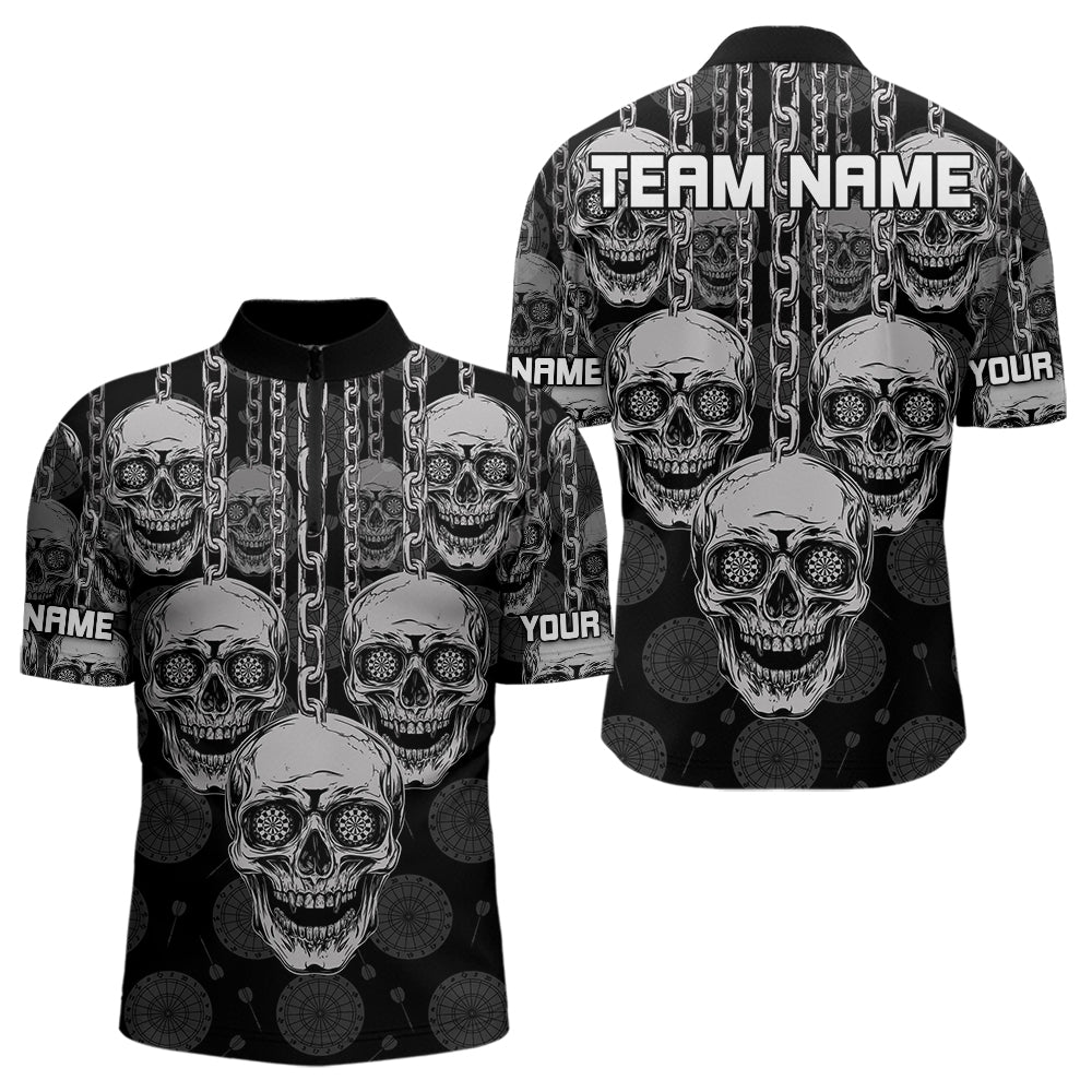 Custom Grey Skulls Dartboards Dart Shirts For Men, Dart Team Jerseys NYN0019