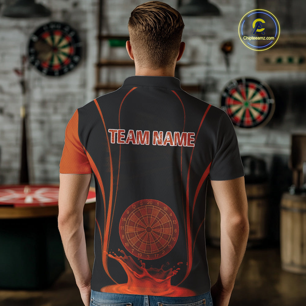 Orange Water Lightning Dartboard & Fish Darts Shirt For Men - Custom Name & Team NYN0618