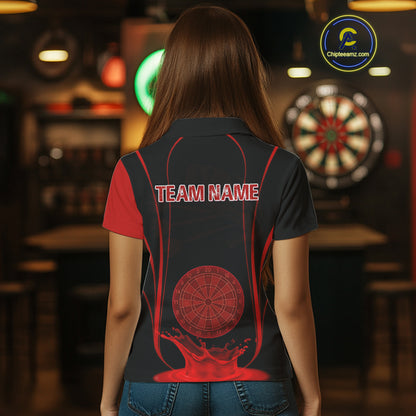 Red Water Lightning Dartboard & Fish Darts Shirt For Women - Custom Name & Team NYN0619