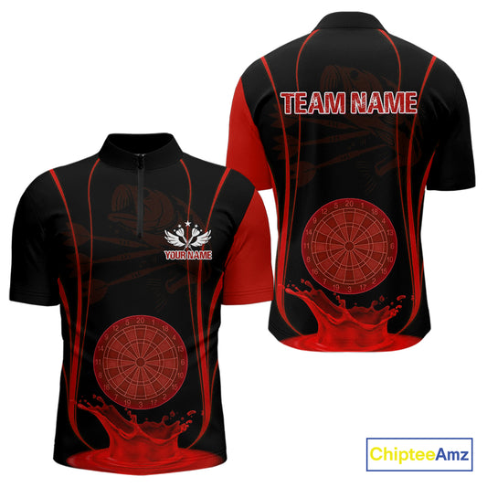 Red Water Lightning Dartboard & Fish Darts Shirt For Men - Custom Name & Team NYN0619