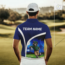 Load image into Gallery viewer, Funny Raccoon Moonlit Golf Course Mens Golf Shirts Upf Golf Shirts Custom Blue Golf Apparel NYN3318