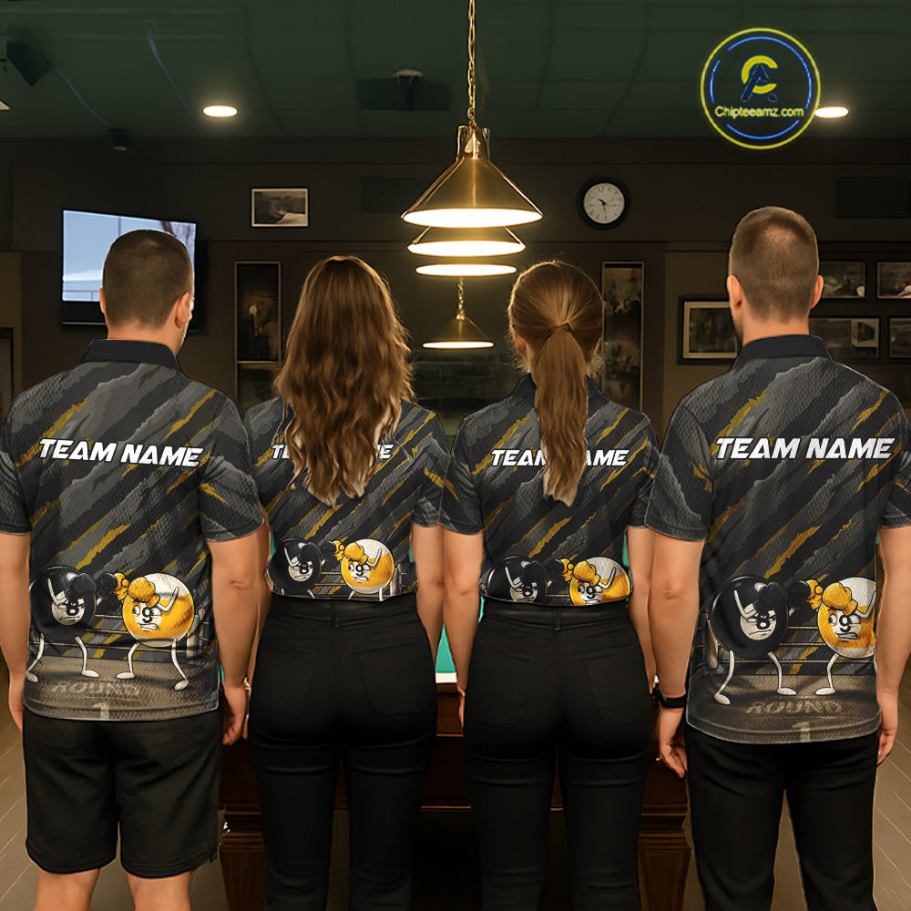 Custom Boxing 8 Ball & 9 Ball Billiard Shirt For Men Funny Pool Billiard Team Jersey | Yellow NYN3883
