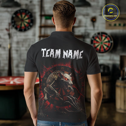 Skeletal Rat Red Splatter Dartboard Custom Mens Polo Dart Shirt Skull Dart Jerseys NYN1760