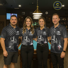 Load image into Gallery viewer, Retro Grunge US Flag Eagle Pool 8 Ball Men Billiard Shirt Custom Patriotic Billiard Team Attire NYN2564