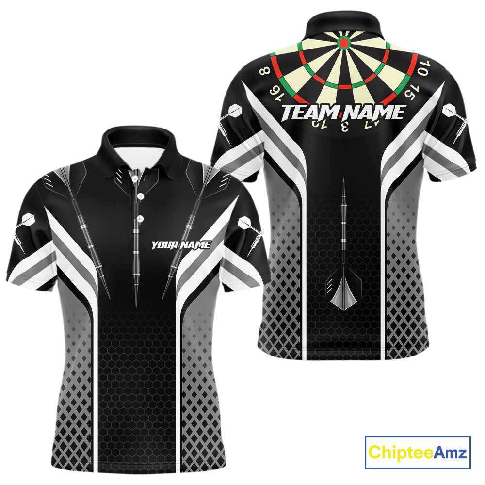 Black Darts Arrow Hit The Bullseye Darts Shirt For Men - Custom Team & Player Name NYN0361