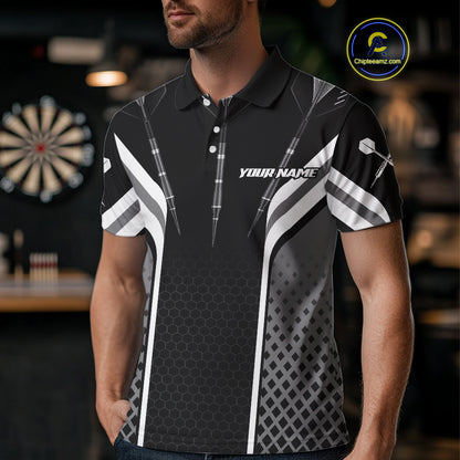 Black Darts Arrow Hit The Bullseye Darts Shirt For Men - Custom Team & Player Name NYN0361