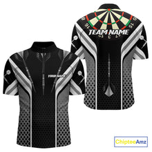 Load image into Gallery viewer, Black Darts Arrow Hit The Bullseye Darts Shirt For Men - Custom Team &amp; Player Name NYN0361