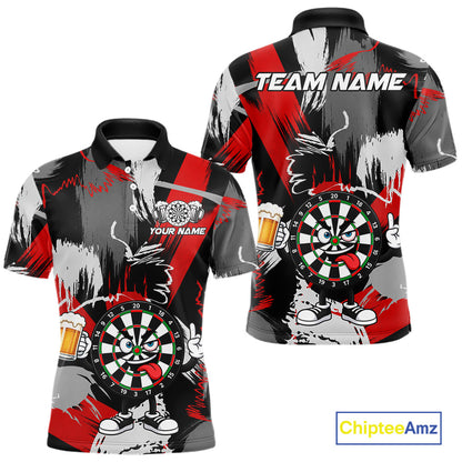 Custom Rock-On Dartboard Men's Dart Polo Shirt, Personalized Funny Dart League Jersey, Athletic Tournament Apparel
