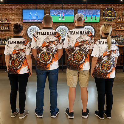 Custom Orange Grunge Eagle Scratch Dartboard Men Darts Polo Shirts Dart Team Jerseys NYN2271