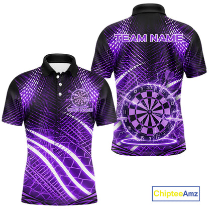 Black And Purple Stripes Light Dartboard Custom Darts Polo Shirts Men Dart Team Jerseys NYN2275